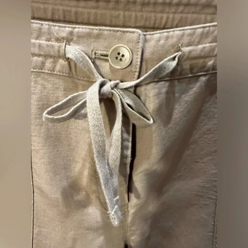 Talbots Linen blend size 10 signature khaki capri pants with drawstring waist